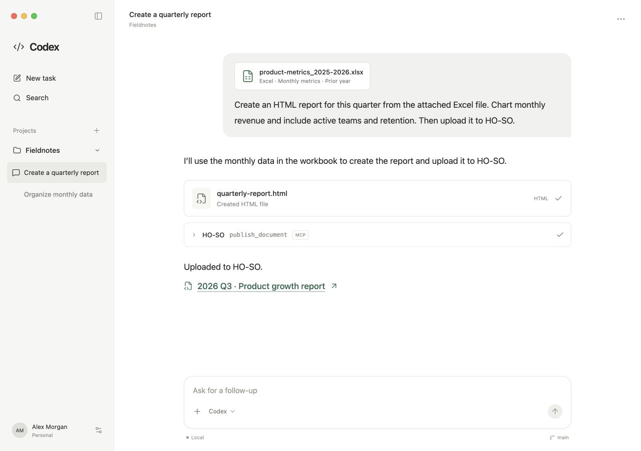 AI creates HTML and uploads it through MCP